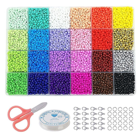 24000st 2mm 24 färger glasfröpärlor för armbandssmycken Mak