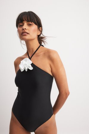 NA-KD Maillot 1 pièce avec rose - Maillots de bain 1 pièce - Noir - M