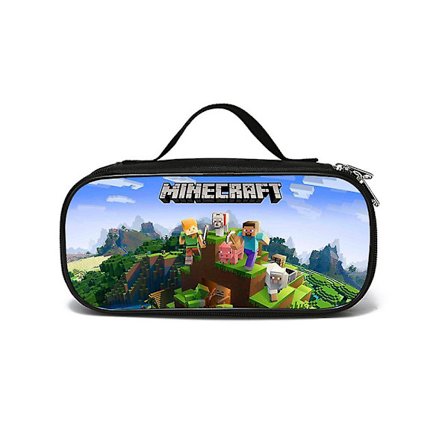 Børns Minecraft penalhus med stor kapacitet lynlås pen pung taske kontorartikler skole kontor
