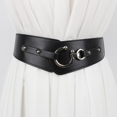 Dame Vintage Bredt Elastisk Tykt Stretchbelte med Interlock-spenne for Kjole