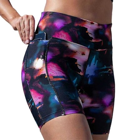 Kvinnor Tie-dye Simning Shorts Slim Fit Sport Yoga Byxor Boxershorts Trunks med Pocket Badkläder Bottoms