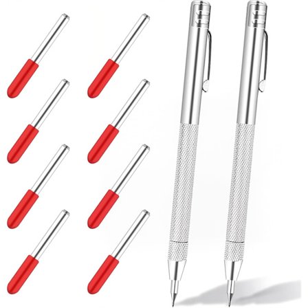 Metallipiirrin, 2 kpl taskupiirrin kynä 8 kosketusneulalla, piirrin kynä magneetilla ja liukumattomalla karhennuksella, yhteensopiva puun, keramiikan,