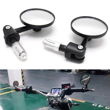 2 stk/par Motorcykel bakspejle Rundt håndtagsspejl Black