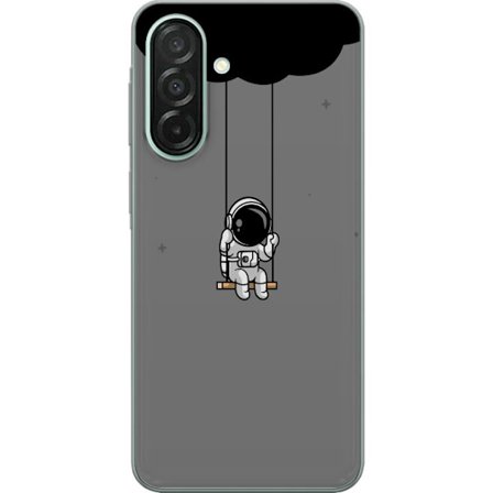 Kompatibelt Mobilskal till Samsung Samsung Galaxy A26 Söt astronaut som sitter på en gunga under ett mörkt moln, minimalistisk illustration perfekt