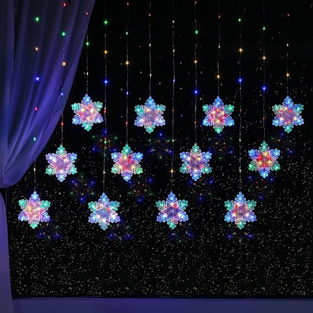 Färgglad 3m Snöflingeljusgardin, USB-julljus för inomhusbelysning färgglad färgglad Schneeflocken - 3m