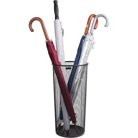 Paraplyholder med plass til 12 paraplyer, inngangsparti-organisator, forsterket solid kant og base, metallnett, svart, pakke med 1