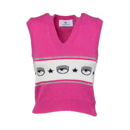 Chiara Ferragni Collection, Sleeveless Knitwear Różowy, Kobieta, Rozmiar: S