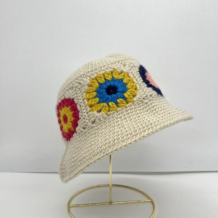 Flower Knitted Fisherman Hat Håndstrikket Hollow Flower Hat