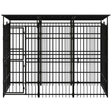 Vidaxl Hundgård För Utomhusbruk Ståltak 5,53 M² Svart