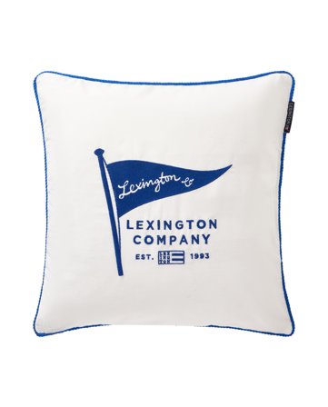 Lexington Kissenbezug „Flag“ aus Bio-Baumwolltwill, Weiß/Blau