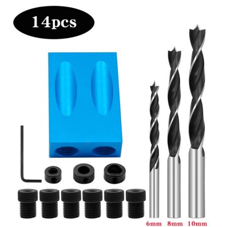 Kulmaporakohjain, taskureikäohjain 15° bittiliittimen paikannuspuusepän kulmaporausohjain