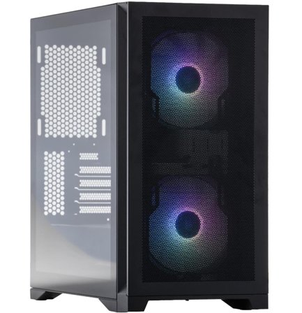 Mission SG Core mATX Tower (sort) mATX/Mini-ITX, 2 forhåndsinstallerte vifter, herdet glass