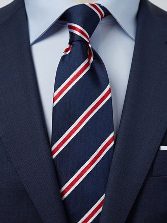 John Henric Men's Blaue & Rote Gestreifte Krawatte Size 8
