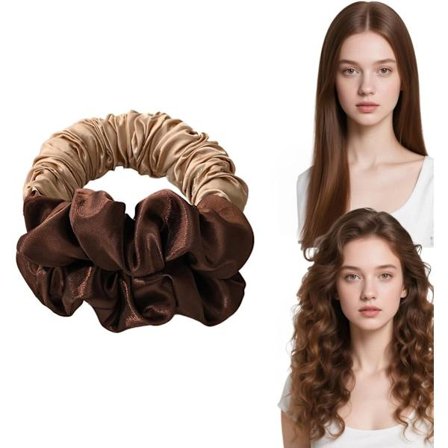 Krølltang - Skånsom krølltang uten krøll - Lang krølltang for late personer uten krøll - Hårstrikk i silke for søvn - Skadet styling - Brun
