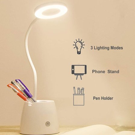 Skrivebordslampe, dimbar skrivebordslampe for barn med 3 lysmoduser, Recha