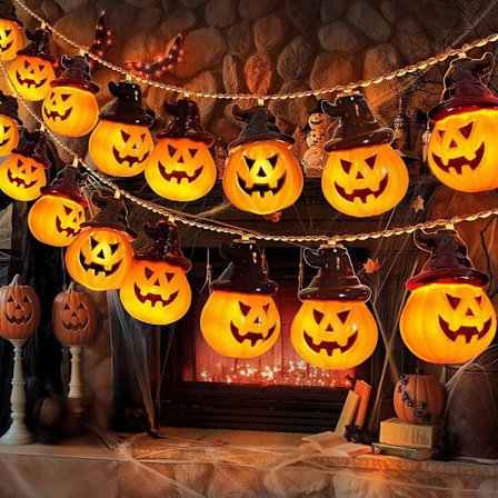 ALEGRE Halloween ljusslinga pumpadekoration, 3 m 20 LED halloween dekoration pumpa ljusslinga batteri, helloween ljusslingor inomhus