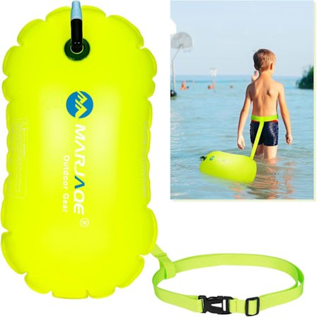 Simboj för simning, flytboj, mycket synlig, simdragningsboj, bubbla med justerbart midjebälte för öppet vatten, vattensporter