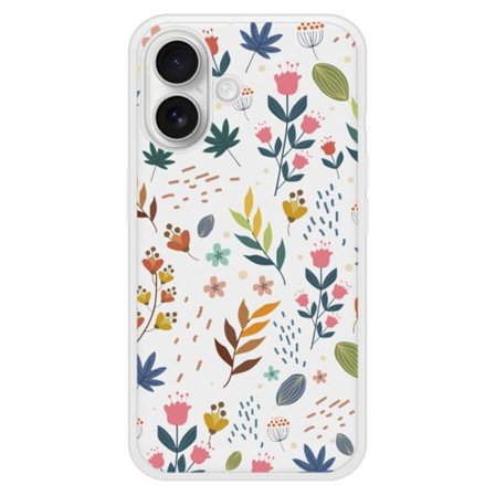 Förstärkt silikonfodral med tryck, kompatibelt med Apple iPhone 16 Plus, färgglada blommor