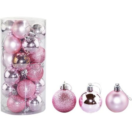 24 stk. 4 cm Små Julekugle Ornamenter Brudsikre Juledekorationer Trækugler til Ferie Bryllupsfest Dekoration, Træ Ornamenter Kroge