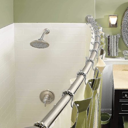 Bruseforhængskroge, 12 stk. bruseforhængsringe, rustfrit stål