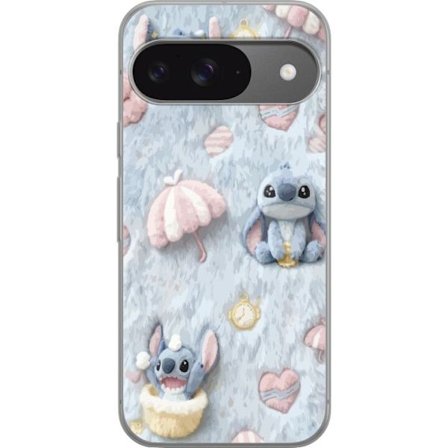 Yhteensopiva Puhelinkuori Google Pixel 9 Pro Pisto kuvioita sydämillä, sateenvarjoilla ja pastellin värisellä pehmeällä taustalla