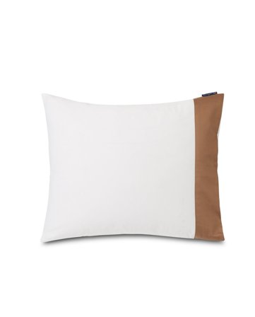 Lexington White/Dk Beige Contrast Cotton Sateen Pillowcase