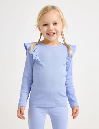 Lindex Top L S Rib With Frill - Purple - 134