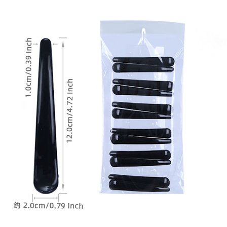 Svart, 12 stk, 12 cm, profesjonelle hårklemmer for styling og klipping, N