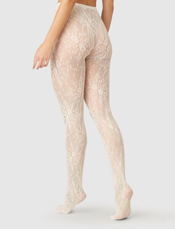 Swedish Stockings Rosa Lace Tights - White - L