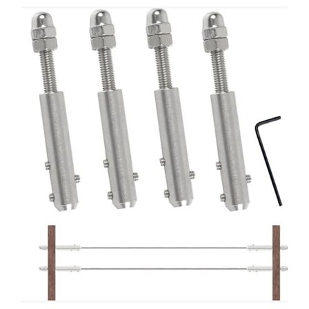 4 st Rostfritt Stål Kabelspännare 4mm Rostfri Stålkabel, Terminal för Rostfri Stål Metalltråd Skruvterminal för 4mm Metallkabel