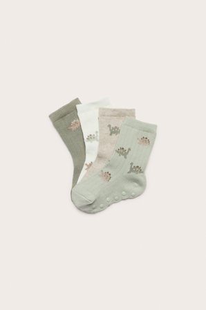 Newbie | 4-pk. dyremønstrede sokker | Grønn