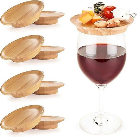 Återanvändbara 10 cm Bambu Vinglas Charcuterie Toppers, 4-pack
