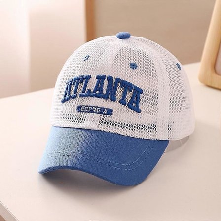 Åndbar baseballkasket med bogstaver til drenge og piger, afslappet sommerstil, justerbar til alderen 2-8 år