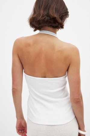 NA-KD Haut côtelé à dos nu - - Blanc - XL