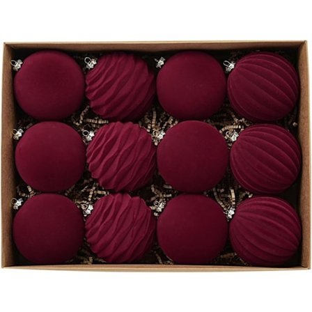 Fløjls juletræspynt 12 stk 8 cm Store julekugler Ubrydelige ornamenter Juletræspynt[GPA]