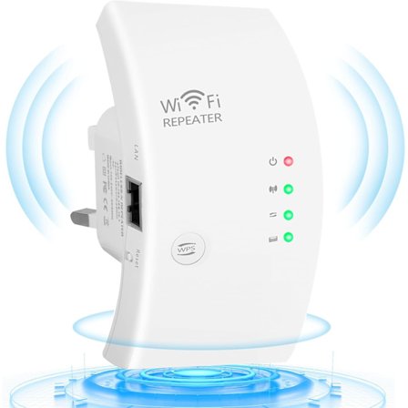 WiFi-förstärkare, 300 Mbit/s/2,4 GHz, för alla WiFi-routrar