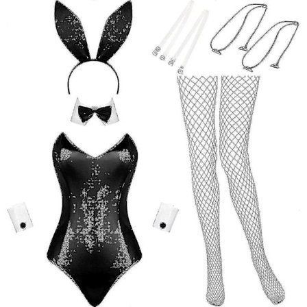 Bunny Kostyme Dame Undertøy og Haler Body Role Play Kanin Antrekk Sett for Halloween Julekostyme Z-WELLNGS