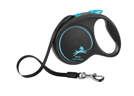 Flexi - Rullebånd Black Design Tape, 5m, L, maks 50kg, Lyseblå - Hund - Halsbånd - ZOO.no
