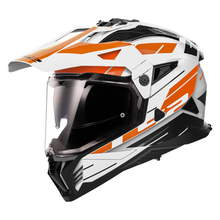 Adventure Helma LS2 MX702 Pioneer II Namib Bílá/Oranžová M