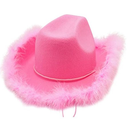 Dww-DiscountPink rå kantet cowboyhatt i semsket skin dekorativ hatt rosa cowboyhatt western cowboy filt formet hatt