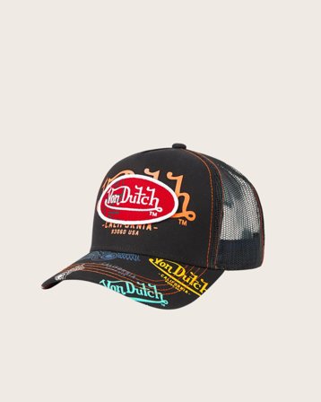 Von Dutch Oval Patch Black/Multicolor Trucker Svart Kepsar Unisex - Kids Brand Store