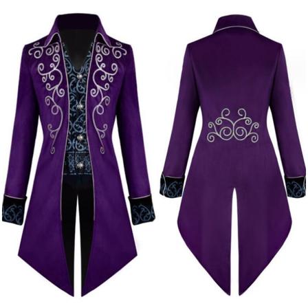 Halloween vintage för män medeltida klänningar Purple XL
