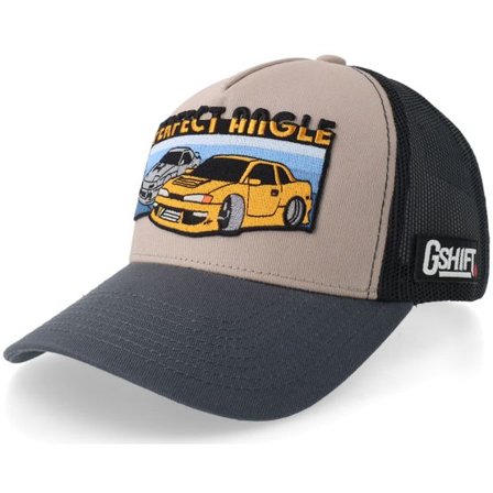 Gearshift - Grå trucker Keps - Gshift Perfect Angle Drift Cars Light Grey/Black/Charcoal A-Frame Trucker @ Hatstore