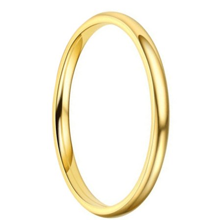 Elegant Guld Dam Enkel Ring Högpolerad Enkel Stil för Vardagsbruk Storlek 11