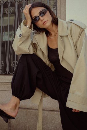 Cecilie Haugaard x NA-KD Pantalon ballon à taille mi-haute - Pantalons fluides évasés - Noir - EU 38