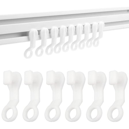 6 stk. Gardin kroge Plast Hvide Glidere Gardin Skinne Glidere Kroge Gardin Stang Skinne Glidere Kroge til Gardin Stang Skinne
