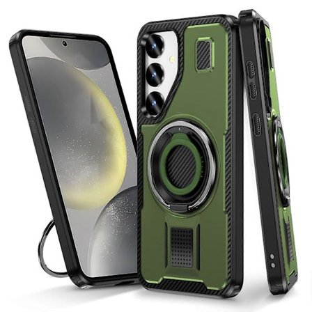 Til Samsung Galaxy S25 Etui TPU PC Telefoncover med Støttefod og Silikonefingerrem - Hvid