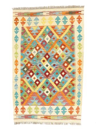 Tapis Kilim Afghan Old Style 76X124 Vert/Jaune (Laine, Afghanistan)