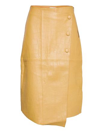 Skirt In Leather W. Croco Pattern Beige Coster Copenhagen