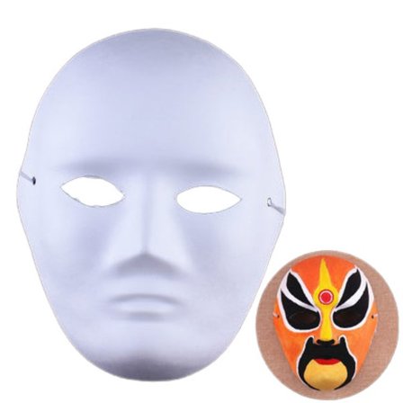 Barnemaske Hvit Håndmalt Pappmaske Barnemaling Maske Hvit Embryo Fargemaske Mannlig